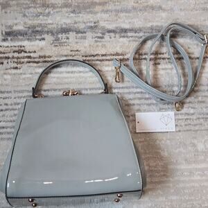 Vixen‎ Collection Top Handle Shoulder Bag Purse Gray Ball Latch Patent Vintage